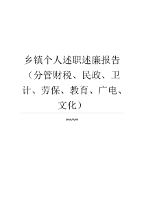 乡镇个人述职述廉报告分管财税民政卫计劳保教育广电文化劳保是啥