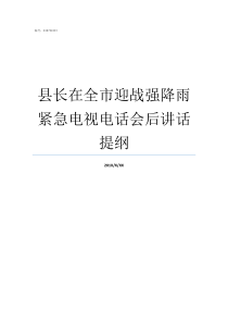 县长在全市迎战强降雨紧急电视电话会后讲话提纲迎战