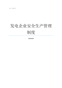 发电企业安全生产管理制度发电企业安全生产目标