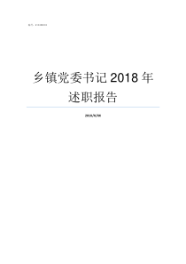 乡镇党委书记2018年述职报告