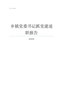 乡镇党委书记抓党建述职报告乡镇党委书记抓党建