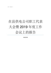 在县供电公司职工代表大会暨2019年度工作会议上的报告县供电公司