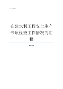 在建水利工程安全生产专项检查工作情况的汇报水利在建安全生产检查内容