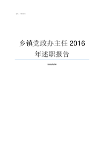 乡镇党政办主任2016年述职报告乡镇党政办主任下一步去哪