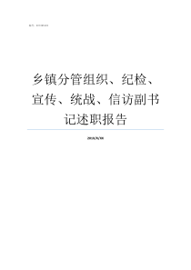 乡镇分管组织纪检宣传统战信访副书记述职报告中纪检委1一8室分管