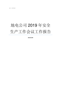 地电公司2019年安全生产工作会议工作报告2019售电公司前景