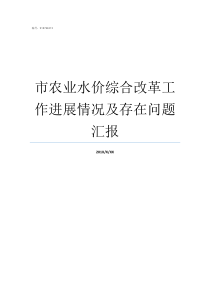 市农业水价综合改革工作进展情况及存在问题汇报