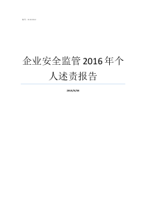 企业安全监管2016年个人述责报告