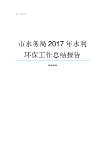 市水务局2017年水利环保工作总结报告