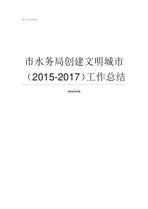 市水务局创建文明城市20152017工作总结