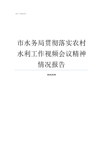 市水务局贯彻落实农村水利工作视频会议精神情况报告