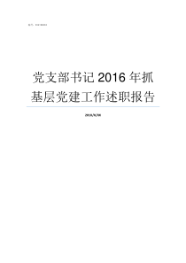 党支部书记2016年抓基层党建工作述职报告2016年党支部书记述职