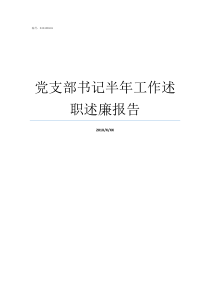 党支部书记半年工作述职述廉报告党支部书记述职评议