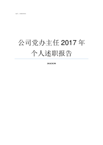 公司党办主任2017年个人述职报告党办主任和办公室主任