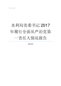 水利局党委书记2017年履行全面从严治党第一责任人情况报告县级水利局书记大还是局长大