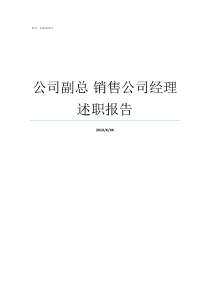 公司副总nbsp销售公司经理述职报告销售公司副总的职责