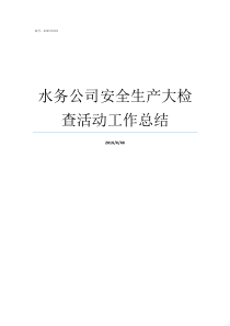 水务公司安全生产大检查活动工作总结安全生产检查要有