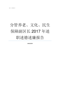 分管养老文化民生保障副区长2017年述职述德述廉报告徐州分管文化