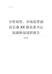 分管商贸市场监管副县长兼XX镇党委书记届满换届述职报告市场监管所不好