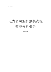 电力公司业扩报装流程效率分析报告