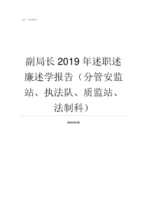 副局长2019年述职述廉述学报告分管安监站执法队质监站法制科任命殷2019年