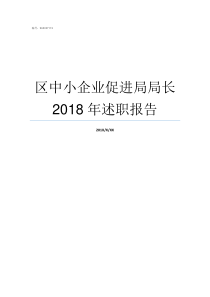 区中小企业促进局局长2018年述职报告中小企业局局长是什么级别