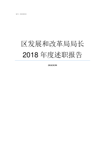 区发展和改革局局长2018年度述职报告发展与改革局