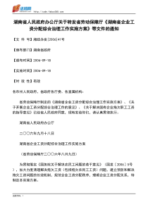 湖南省人民政府办公厅关于转发省劳动保障厅《湖南省企业工资分配综合治理工作实施方案》等文件的通知