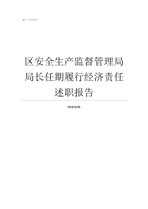 区安全生产监督管理局局长任期履行经济责任述职报告安全监督管理局官网