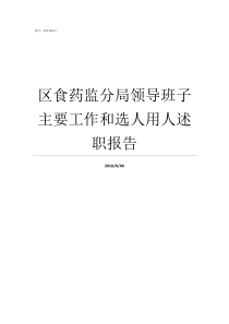 区食药监分局领导班子主要工作和选人用人述职报告