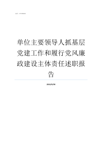 单位主要领导人抓基层党建工作和履行党风廉政建设主体责任述职报告