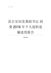 县公安局党委副书记nbsp政委2016年个人述职述廉述效报告