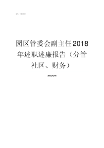 园区管委会副主任2018年述职述廉报告分管社区财务