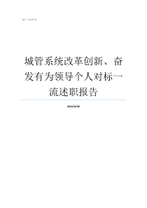 城管系统改革创新奋发有为领导个人对标一流述职报告改革创新奋有为的认识