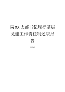 局XX支部书记履行基层党建工作责任制述职报告村支部书记党建述职报告支部书记履行主体责任