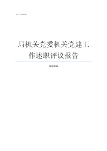 局机关党委机关党建工作述职评议报告局党委和局机关党委