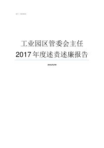 工业园区管委会主任2017年度述责述廉报告