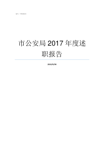 市公安局2017年度述职报告