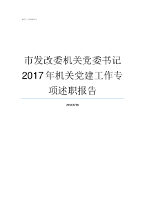 市发改委机关党委书记2017年机关党建工作专项述职报告