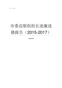 市委巡察组组长述廉述德报告20152017