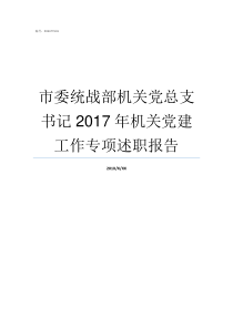 市委统战部机关党总支书记2017年机关党建工作专项述职报告