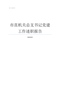 市直机关总支书记党建工作述职报告