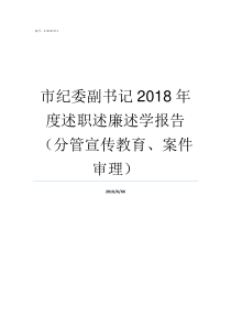 市纪委副书记2018年度述职述廉述学报告分管宣传教育案件审理市纪检委书记是什么级别