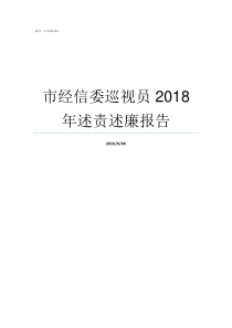 市经信委巡视员2018年述责述廉报告卫健委副巡视员