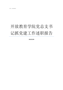 开放教育学院党总支书记抓党建工作述职报告