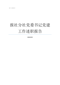 报社分社党委书记党建工作述职报告