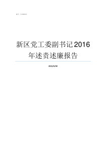 新区党工委副书记2016年述责述廉报告