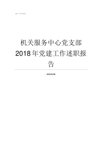 机关服务中心党支部2018年党建工作述职报告