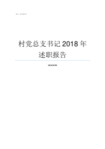 村党总支书记2018年述职报告