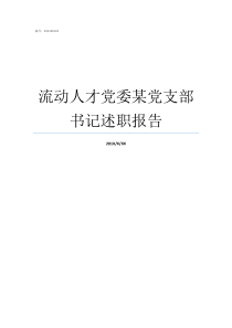 流动人才党委某党支部书记述职报告石家庄人才流动党委